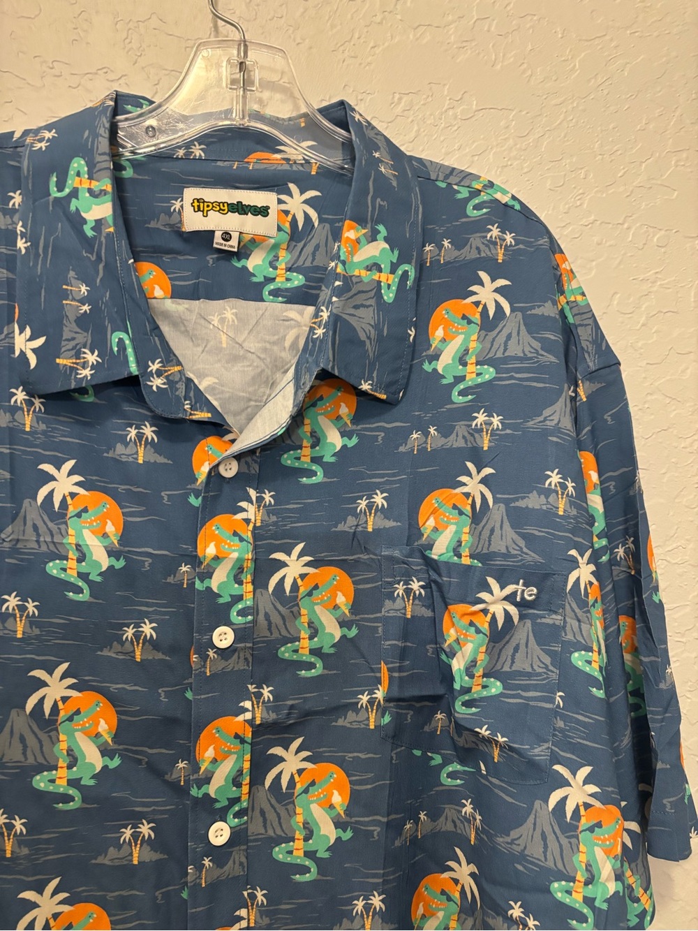 Tipsy Elves Mens Tropical alligator  Button  Down Shirt Size 4X